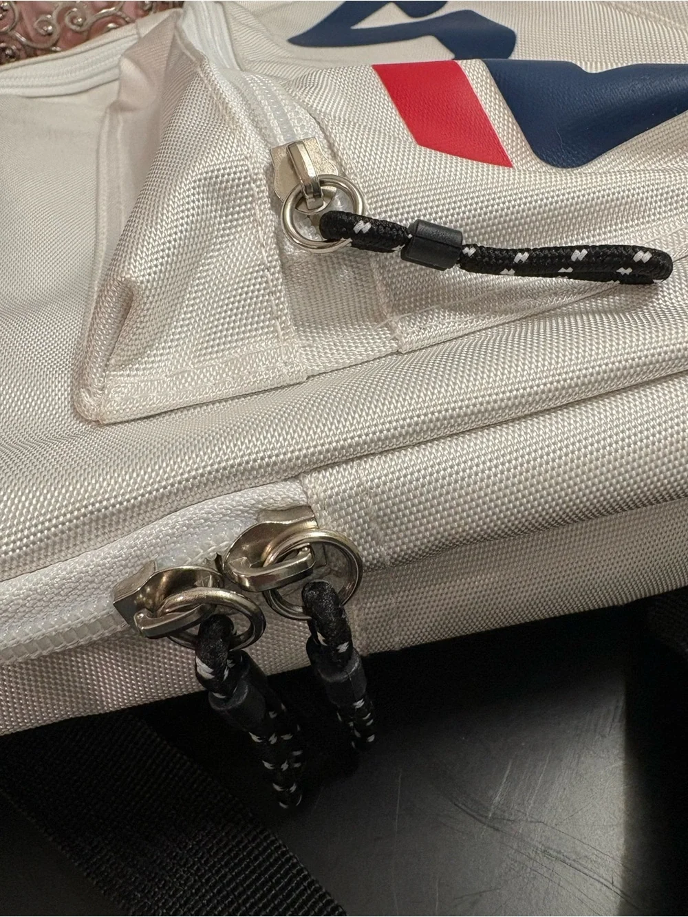 Fila White Backpack with Navy and Red Logo